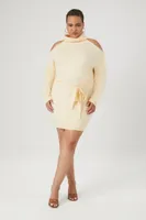 Women's Turtleneck Mini Sweater Dress Vanilla,