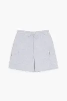 Kids Fleece Cargo Shorts (Girls + Boys) Heather Grey,