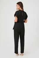 Women's Surplice Wrap Jumpsuit in Black, XS