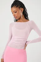 Women's Sheer Mesh Bodysuit in Pink Medium