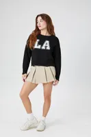 Women's Distressed LA Graphic Sweater in Black Medium