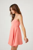 Women's Fit & Flare Mini Dress in Peach Bud, XL