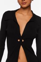 Women's Twist-Front Sweater-Knit Top in Black Medium