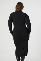 Women's Turtleneck Sweater Dress in Black, 3X