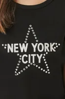 Girls Rhinestone New York T-Shirt (Kids) in Black, 11/12