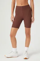 Women's Ribbed Knit Biker Shorts in Chocolate Large