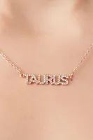 Women's Rhinestone Astrology Pendant Necklace in Gold/Taurus