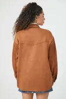 Women's Faux Suede Drop-Sleeve Shacket Tan