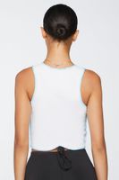 Women's Butterfly Graphic Cropped Tank Top in White/Blue Small