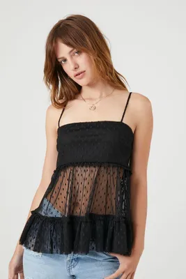 Women's Sheer Mesh Ruffle Cami