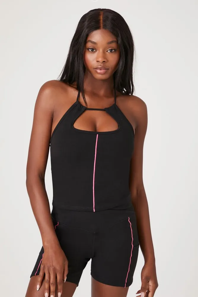 Women's Active Contrast-Seam Halter Top