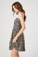 Women's Ditsy Floral Strapless Mini Dress in Black Medium