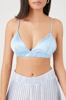 Women's Shirred Satin Bralette Bluebell