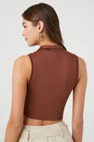 Women's Cropped Half-Zip Tank Top in Cappuccino Small