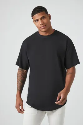 Men Curved-Hem Crew T-Shirt in Black Medium