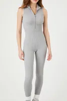 Women's Seamless Zip-Up Jumpsuit in Heather Grey Large