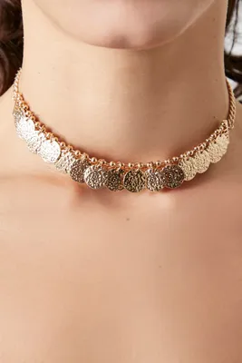 Women's Hammered Coin Choker Necklace in Gold