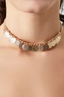 Women's Hammered Coin Choker Necklace in Gold