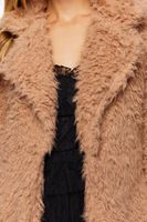 Women's Faux Fur Notched Open-Front Coat in Tan Medium