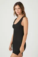 Women's Sleeveless Rib-Knit Slip Dress in Black Medium