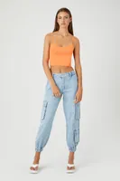 Women's Cargo Denim Joggers in Light Denim Large