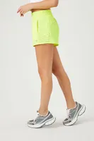 Women's Active Shirred Shorts in Neon Yellow Large