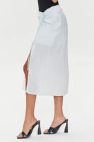 Women's Satin Ruched Drawstring Skirt in Mint Medium