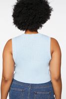 Women's Sweater-Knit Cropped Vest in Powder Blue, 1X