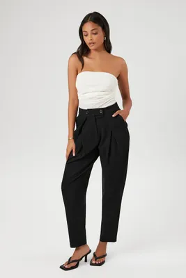 Women's Tapered High-Rise Trouser Pants in Black Small