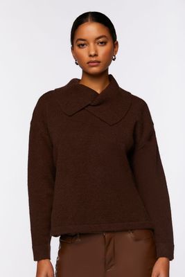 Women's Shawl-Collar Drop-Sleeve Sweater in Coffee Medium