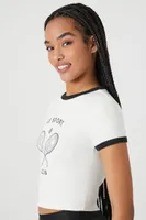 Women's Le Sport Graphic Ringer T-Shirt White/Black