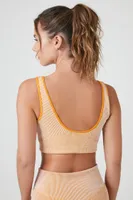 Women's Seamless Ribbed Sports Bra in Gold/Vanilla Large