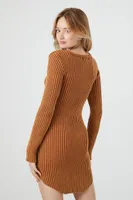 Women's Bodycon Sweater Mini Dress in Chestnut Large