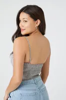 Women's Shirred Plaid Bustier Cami in Grey Medium