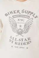 Women's Biker Supply Graphic T-Shirt in Taupe, 3X