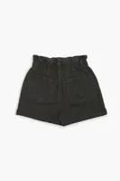 Girls Denim Paperbag Shorts (Kids) Black,