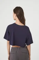 Women's Courtland Graphic Cropped T-Shirt in Navy Medium