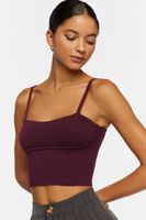 Women's Cropped Sweater-Knit Cami in Plum Medium