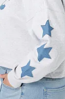 Women's NYC Star Patch Hoodie Heather Grey,