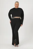 Women's Rhinestone Fringe Pullover in Black, 3X