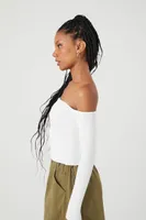 Women's Sweater-Knit Off-the-Shoulder Top in White Medium