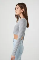 Women's Seamless Split-Hem Crop Top Dark Grey