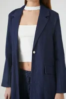 Women's Notched Denim Trench Coat in Dark Denim Large