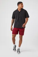 Men Drawstring Cargo Shorts in Burgundy Large