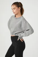 Women's Active Fleece Cropped Pullover in Dark Grey Small