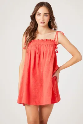 Women's Tassel Shift Mini Dress in Cayenne Medium