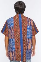 Men Ornate Paisley Print Shirt in Blue Large