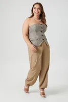 Women's Mid-Rise Pocket Joggers in Brown/White, 1X