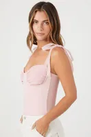 Women's Sweetheart Tie-Strap Bodysuit in Pale Mauve Medium