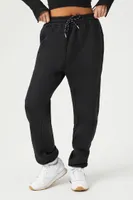 Women's Active Fleece Drawstring Joggers in Black, XS